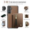 For Samsung Galaxy S25+ Case JEEHOOD J12 Magnetic Detachable Zipper Wallet Kickstand Leather Back Cover Magnetic Case