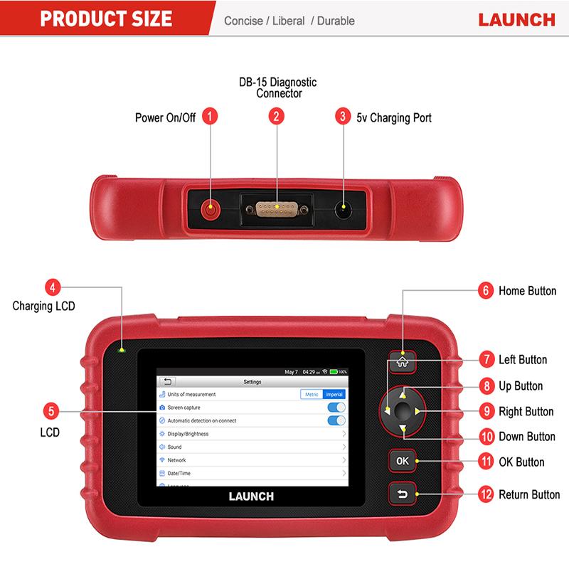 LAUNCH CRP123X V2.0 OBD2 Scanner Car Code Reader Automotive Diagnostic Tools Autoscanner Auto Scan Tool DIY Free Shipping