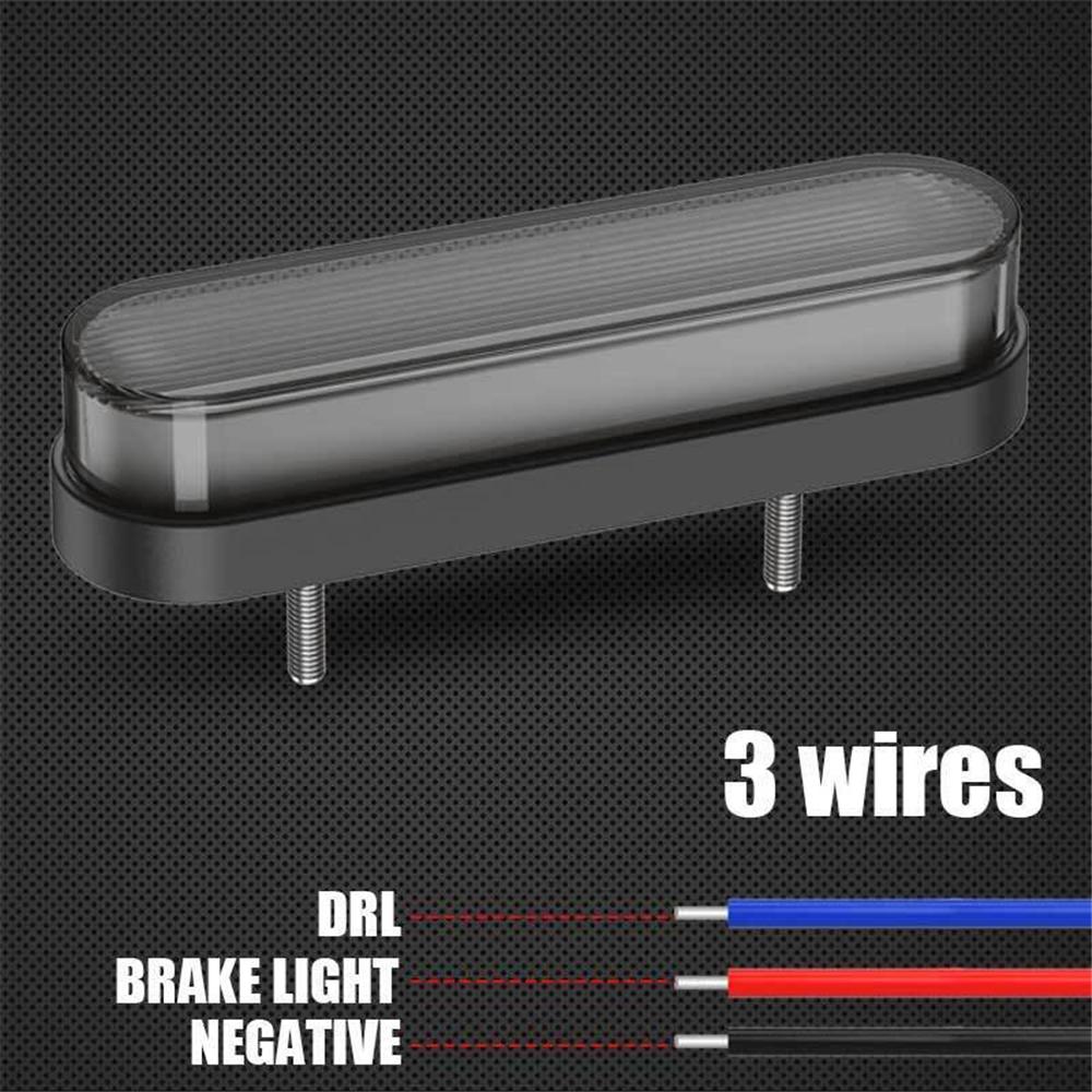 2Pcs Trailer Truck RV 24 LED Oval Brake Tail Light Rear Stop DRL Marker Red Lamp