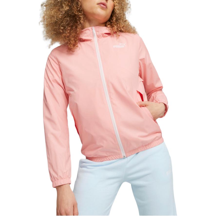 Puma Esswindjacke Logo-Print Outdoor Freizeit Sport Reißverschluss Kapuze Jacke Damenjacken Hellrosa 672909-63