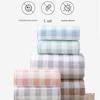 Farbblock-Karo-Handtuchset aus Korallenfleece - Hoch saugfähig, fusselt nicht, weiche Kante Gesichtshandtücher