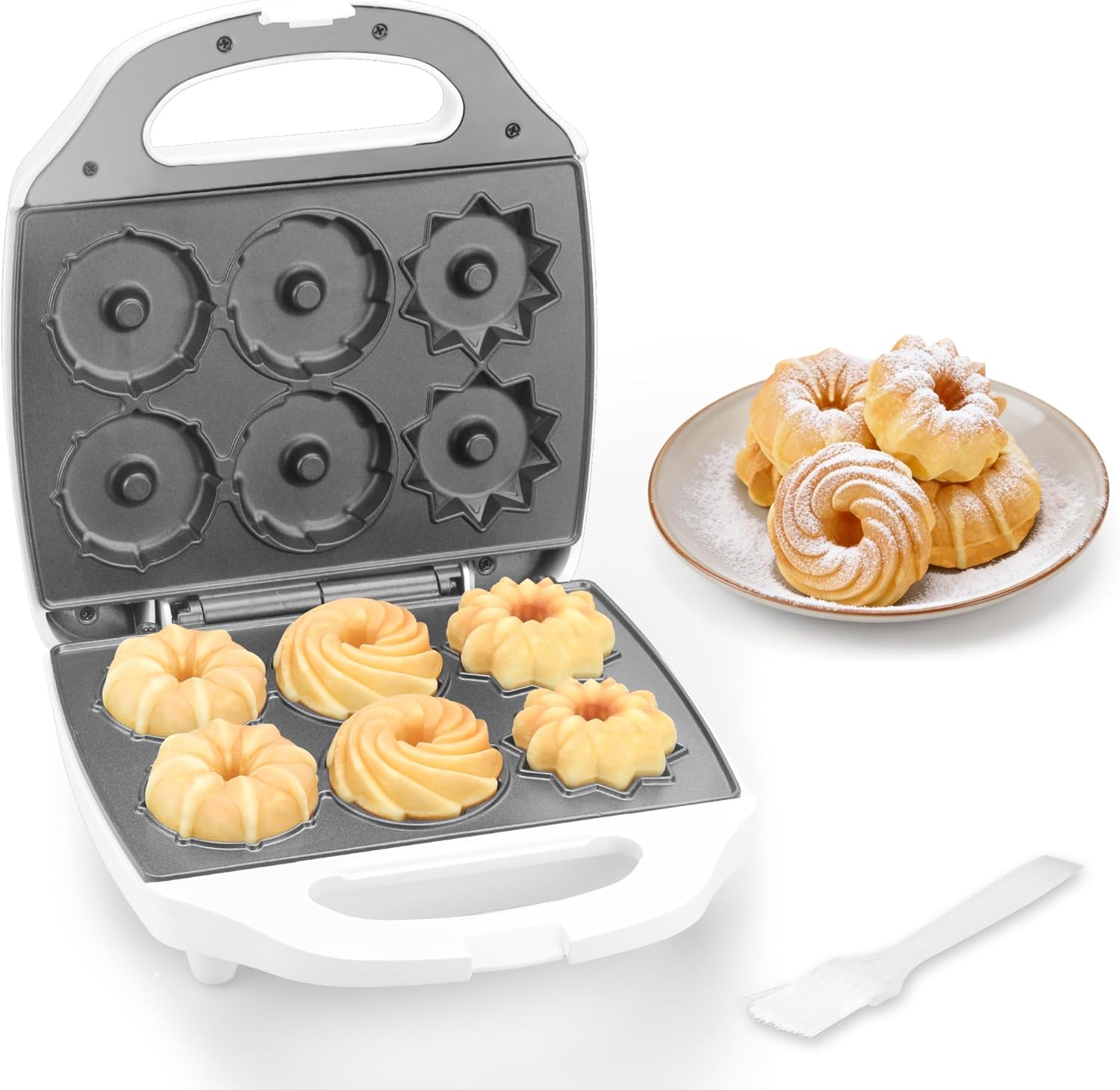 

Maker Machine, Electric Mini Cake Pan, Bake 6 Doughnuts with 3 Shapes, Excellent for Breakfast United States