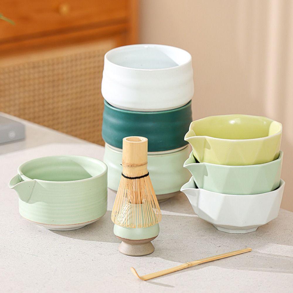 4PCS Bamboo Ceramic Matcha Whisk Set Reusable Match Bowl New Japanese Matcha Tea Set  Stirring
