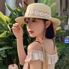 Fashion Flat Top Straw Hat for Women Floral Ribbon Bowknot Summer Large Brim Sunscreen Fisherman Cap Sweet Girls Travel Hat
