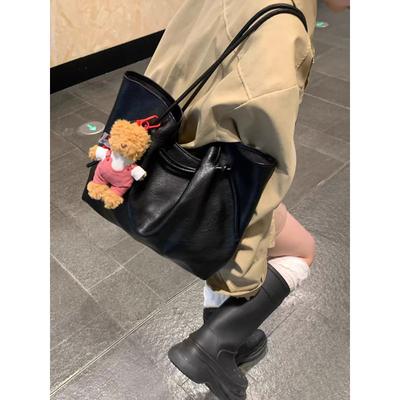 Premium Sense Retro Strap Tote Bag Women's 2025 Autumn and Winter Large Capacity PU Leather Shoulder Bag Fashion Handbag Bag