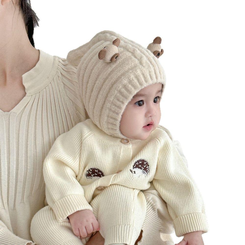 Warm Baby Knitted Hat Soft Kids Earmuffs Cap Fashion Children Pullover Cap  Boys
