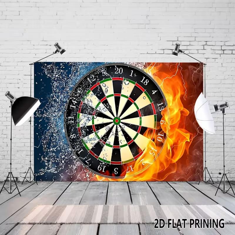 

2D Darts Game Themed Photo Booth Backdrop with Water & Fire Effect 47.2x31.5inch/120*80cm