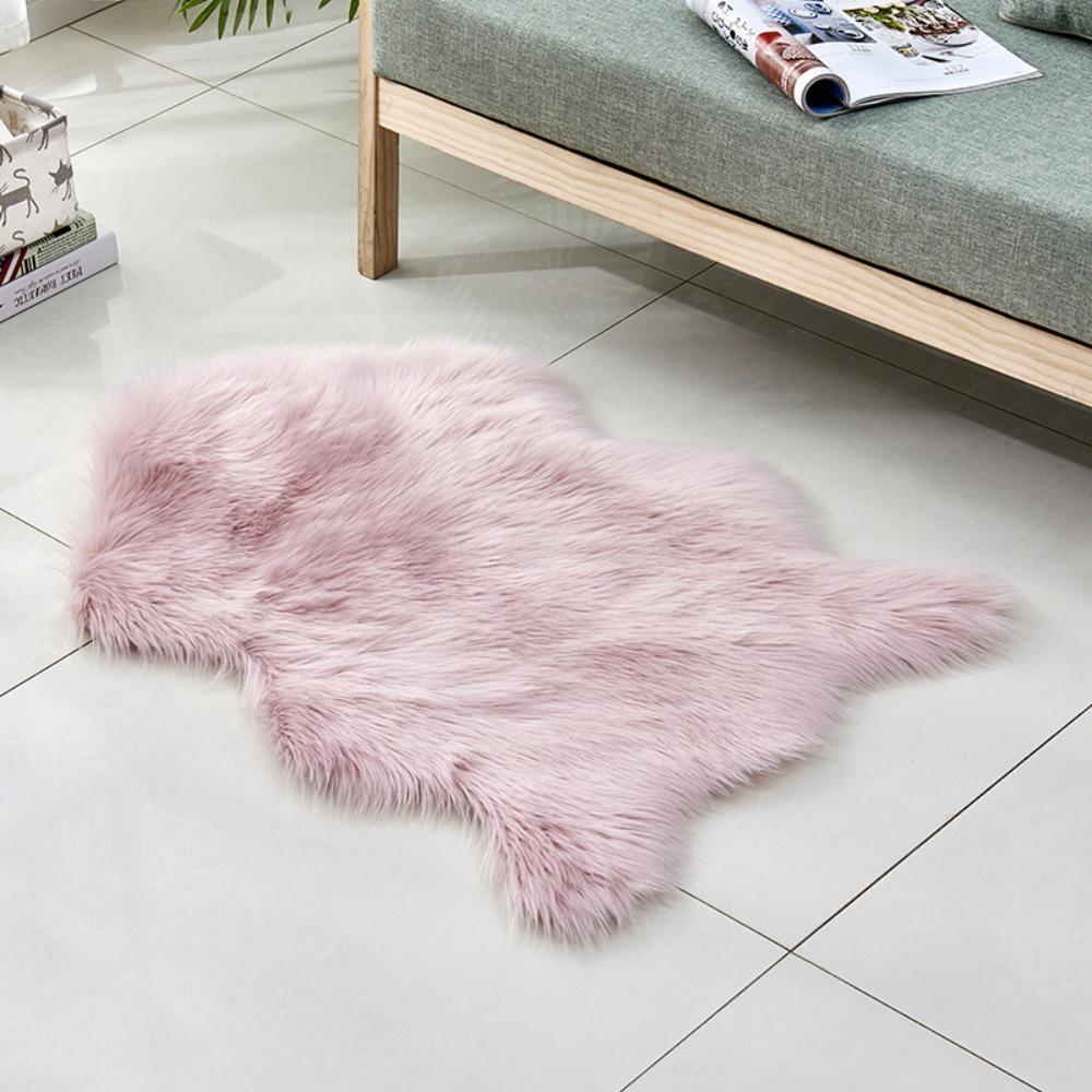 Soft Imitation Wool Bedside Rug Fluffy Shaggy Floor Protection Long Plush Rug Washable Home Decor Bedroom Carpet Bedroom