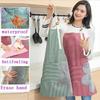 Household Wipeable Watrproof Aprons Kitchencooking Barbrcue Restaurant Women for Fashion Large Pocket Apron