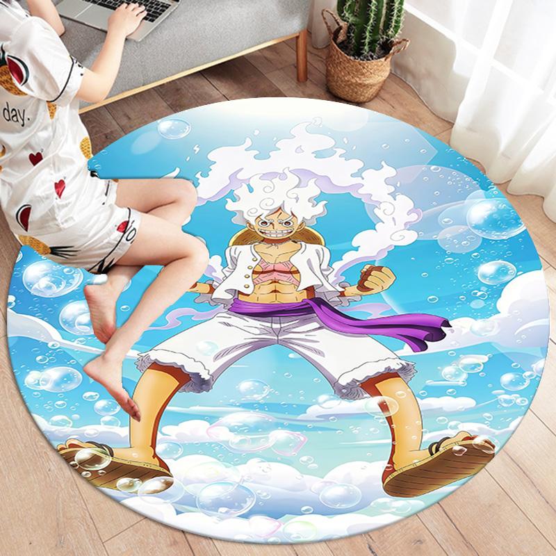 One Piece Gear Round Area Rug Carpet Rug For Living Room Bedroom Sofa Playroom Decor Nonslip Floor Mat