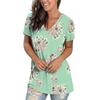 Fashion Women V-neck Printed T-shirt Casual Loose Pullover Short Sleeve Tops