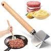 LMETJMA Meat Chopper 304 Stainless Steel Meat Chopper 6 Curve Blades Meat Masher Beef Chopper Potato Masher Hamburger Smasher