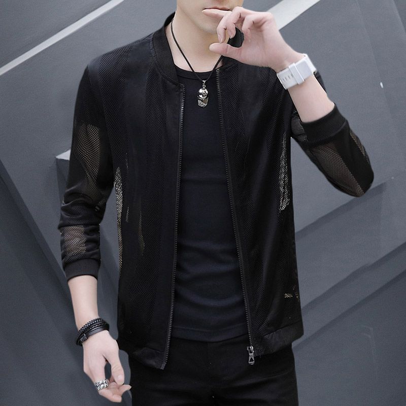 

Весна Лето Новый Тонкий Стиль Солнцезащитная Одежда Мужская Мода Печать Длинный Рукав Кардиган Мужской Круглый Вырез Молния Ажурное Пальто XXXL чёрный