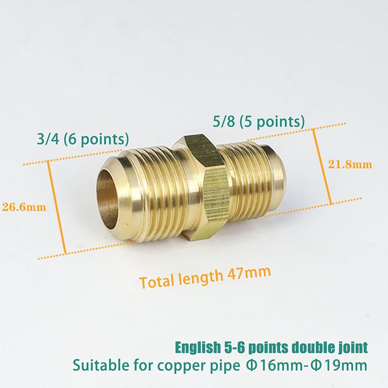 Equal Reducer Nipple Flare Tube OD 1/4" 5/16" 3/8" 1/2" 5/8" 3/4" 7/8" SAE-Standard Brass Pipe Fitting Connector Air Coniditoner