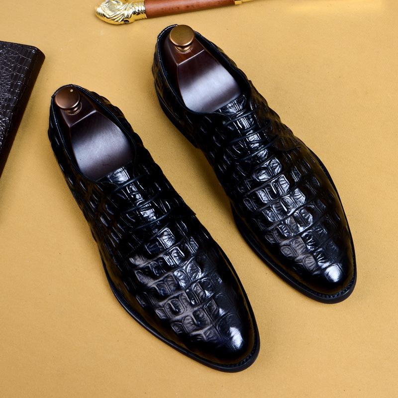 

Кожаные туфли Первый слой коровьей кожи деловые туфли на шнуровке мужские туфли с круглым носком 38