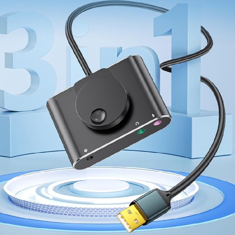 USB Sound Card with Volumes Control USB to 3.5mm Adapter Stereo External Sound Card for PC Laptop Desktop Headsets