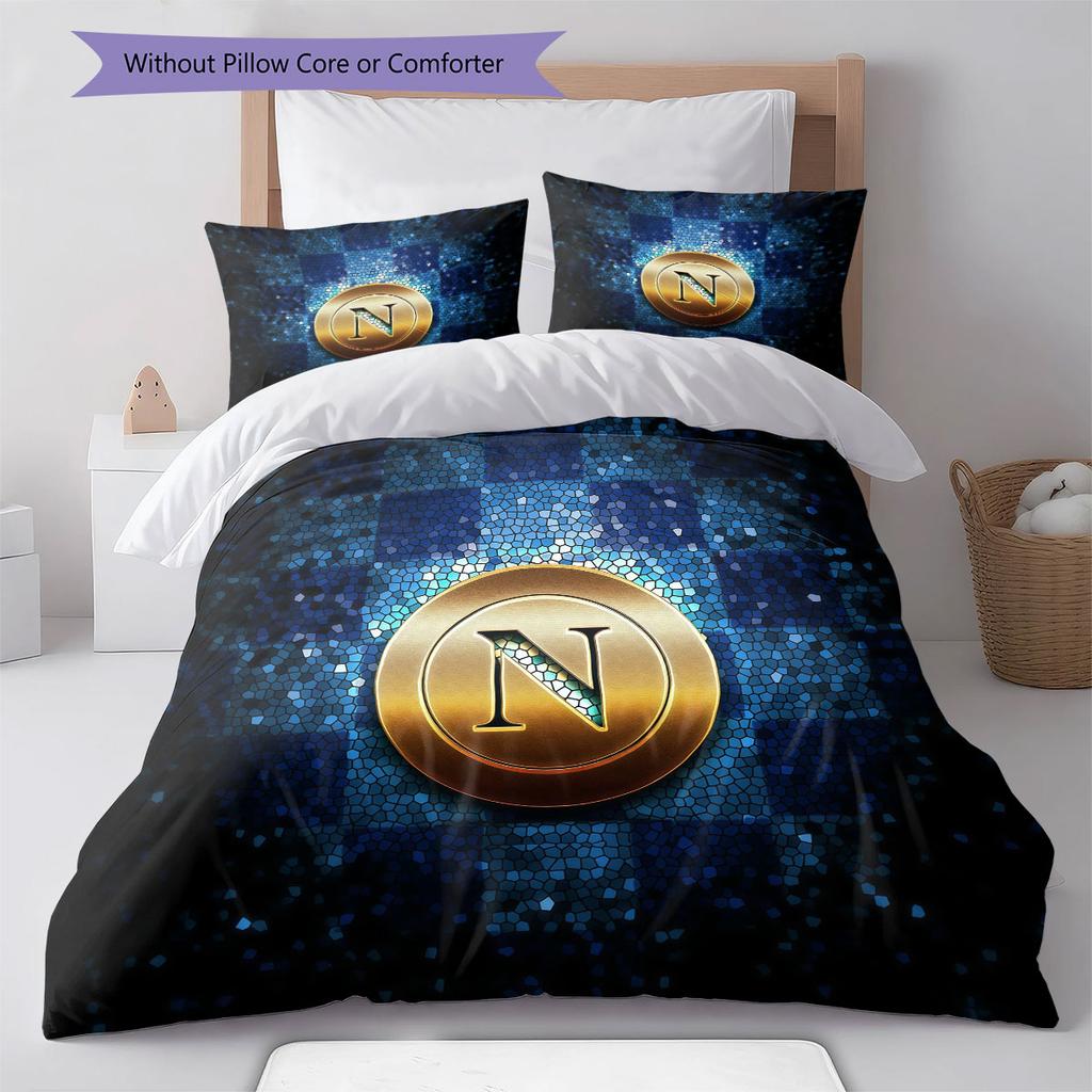 SSC Napoli Pattern Bedding,Quilt Set Quilt Cover Pillowcase Home Birthday Gift(1 * duvet cover + 2 * pillowcase, without core)