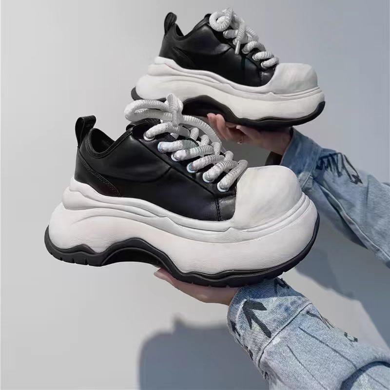 Fashion Autumn New Thick Sole Single Shoes Women Fashion Round Head Front Strap Thick Sole Anti-slip Wear-resistant Low-top Shoes
