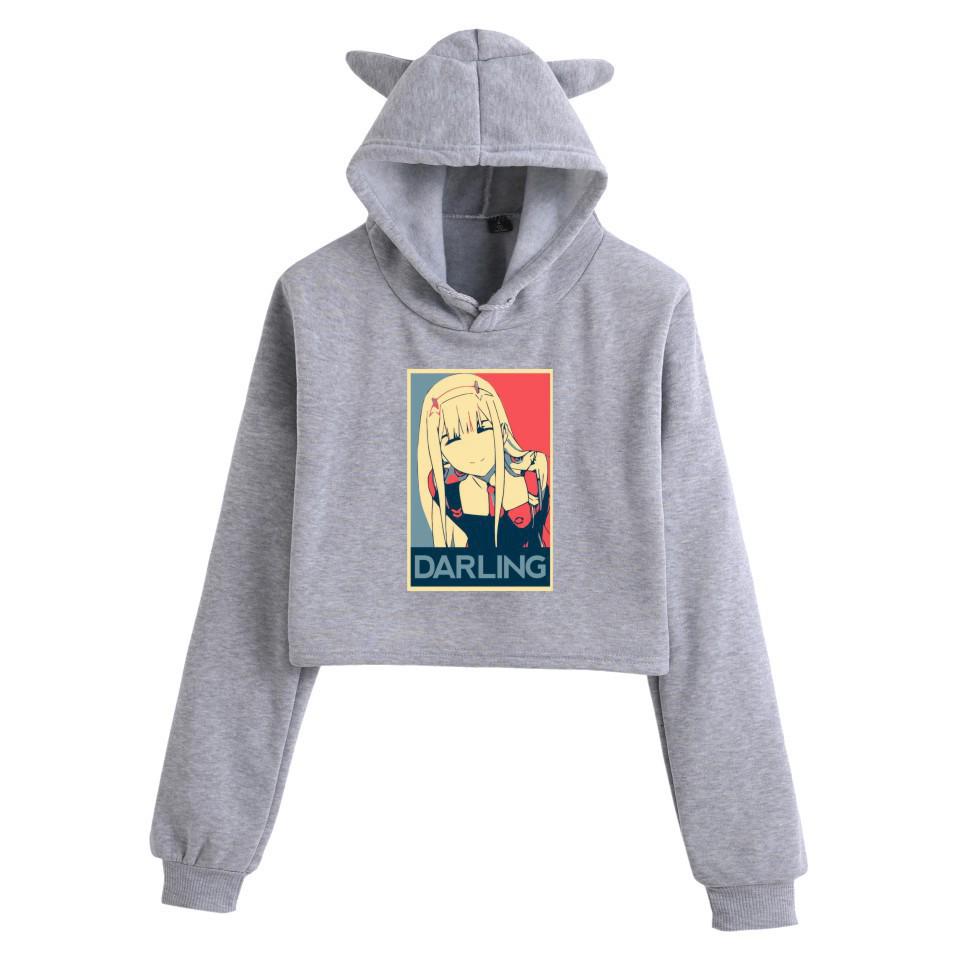 Darling in the Franxx Zero Two Cat Ear Cropped Hoodie - Women's Anime Style