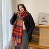 Scarf women's new imitation cashmere classic versatile plaid shawl winter thickened warm student scarf