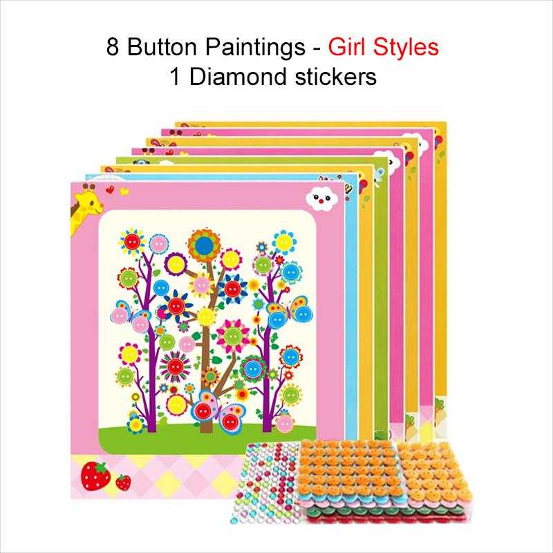 Children Button Sticker Toy Developmental Toys Stickers Game Handicrafts DIY Stickers Cartoon Pattern Painting Drawing TMZ