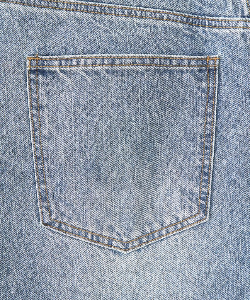 EXCONTAINER Incision Bermuda Denim Pants (Light Blue)