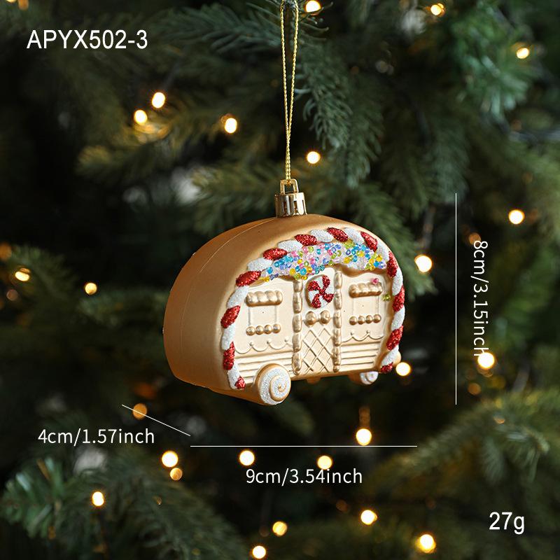 NeGold Red Gold Sticky Powder Plastic Pendant Matte Pink Cartoon Pendant Christmas Tree Window Hanging Decoration