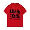 Men's 100% Cotton Crew Neck Short Sleeve T-Shirt, Walk by Faith 2 Corinthians 5:7 Christian Religious Print Casual Soft Breathable Daily Top for Men