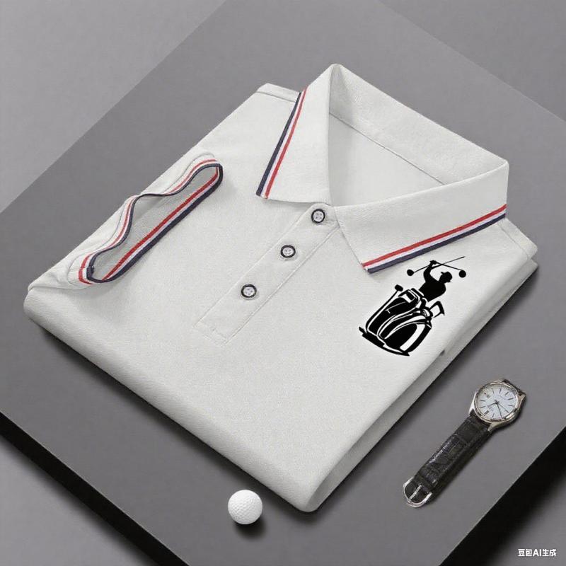 Polo Shirt Short Sleeve Lapel Button T-Shirt Men's Summer Polo Shirt Business High-end Explosion Light Luxury Office Solid Color