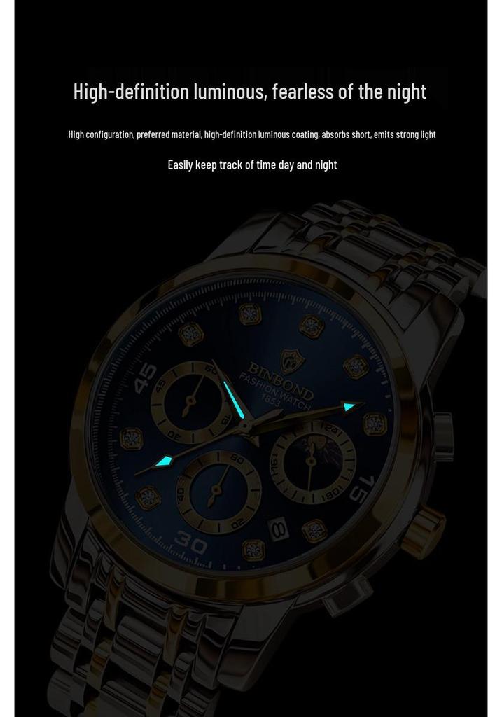 Binbang Multifunctional Quartz Men's Business Watch