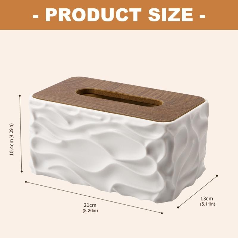 Artistic Ripples Effects Tissue Dispenser With Combination Of Wood And Plastic Materials Tissue Holder For Daily Use