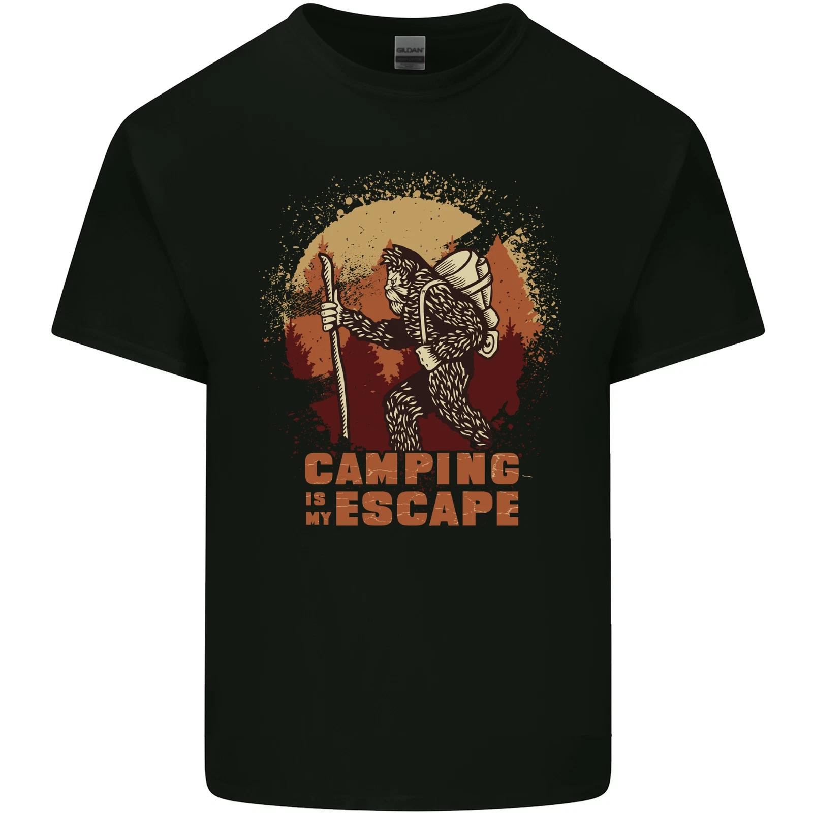Bigfoot Camping is My Escape Funny Kids T-Shirt Childrens 3XL