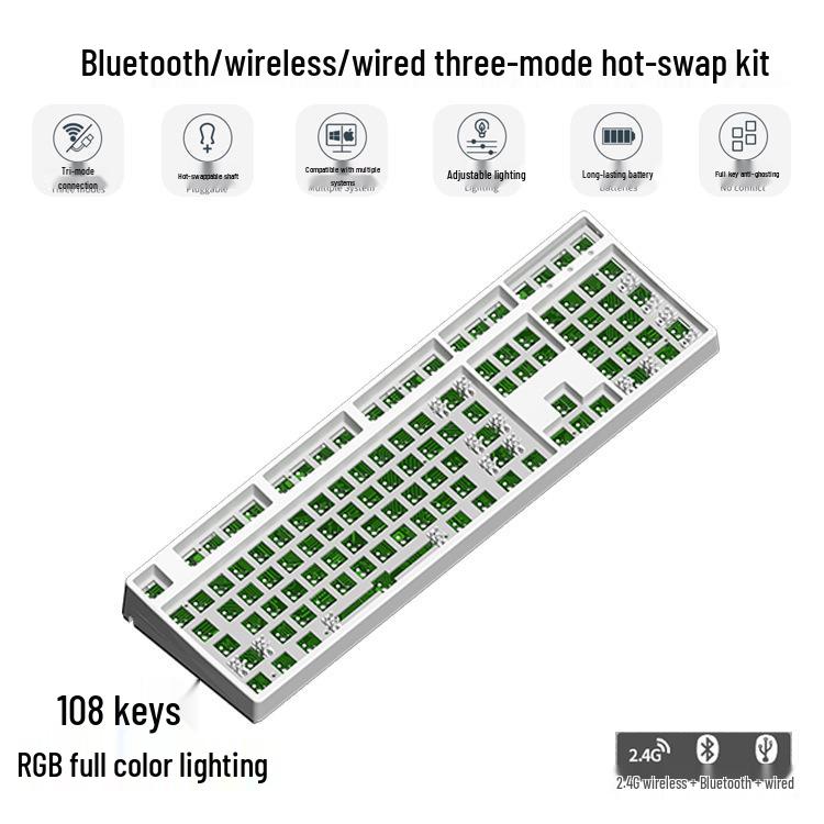 Wireless Bluetooth 68/61 Mechanical Keyboard Kit: RGB, Hot-Swappable, DIY Customizable, Mini, Portable.