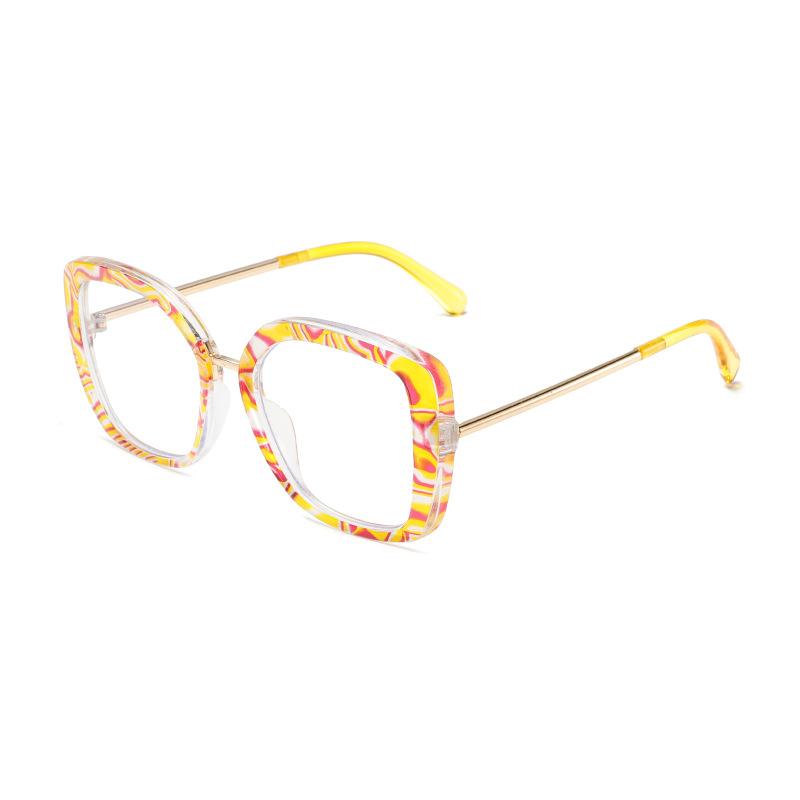 

New Candy Print Oversized Frame Photochromic Anti Blue Ray Femal Trend Sunglasses Presbyopic Short Sight Prescription Glasses Single Version&1.56&Anti Blue Ray жовтий