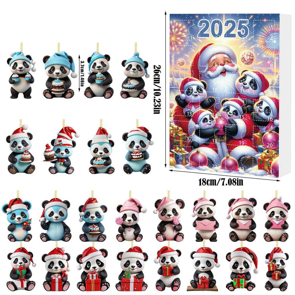 Christmas Panda Countdown Calendar With Acrylic Components For Holiday Decor Gift For Kids