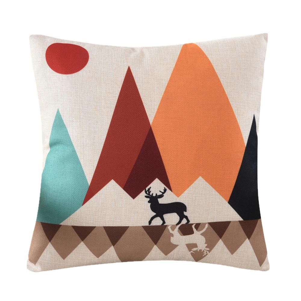 45x45cm Vintage Geometric Printed Sofa Cushion Cover Cotton Linen Home Chair Seat Waist Throw Pillowcase