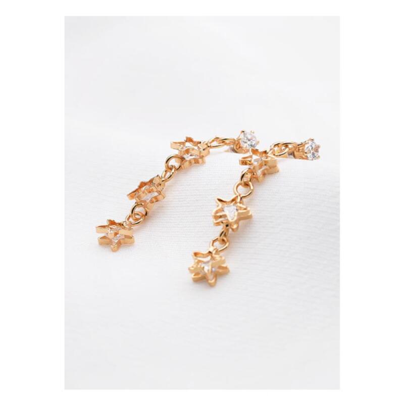 

Women s Wedding Guest Look Gold Star Cubic Drop Earrings A20367_Gold