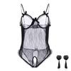 Large Sexy Underwear Sexy Lace Bow Open Crotch Dew Milk Three-point Style