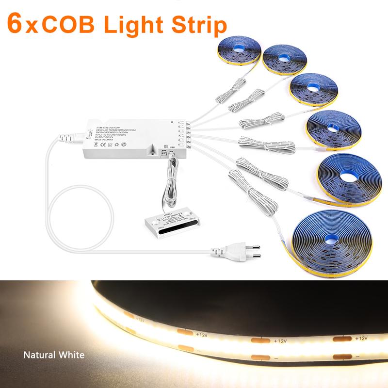 12V COB LED Strip Light Smart Double Door Sensor Switch Cabinet Lights for Your Room Lighting Dupont LED Tape Door Open Light-ON