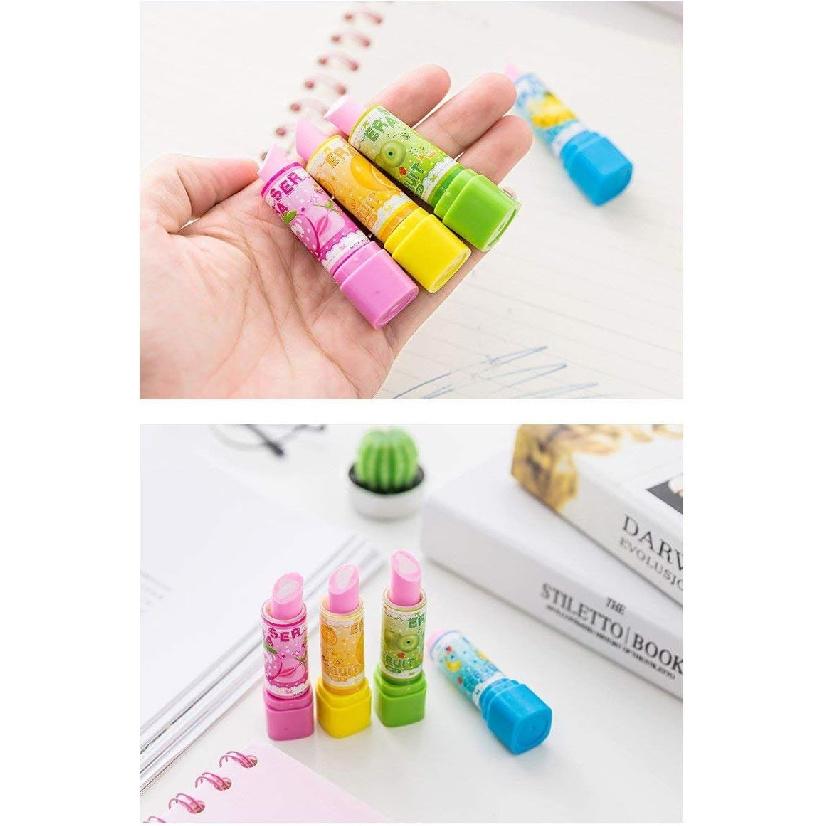 Pencil Erasers Novelty Rubbers Cute Fruit Lipstick Style Eraser for Party Favors Present Supplies (Pack of 20)