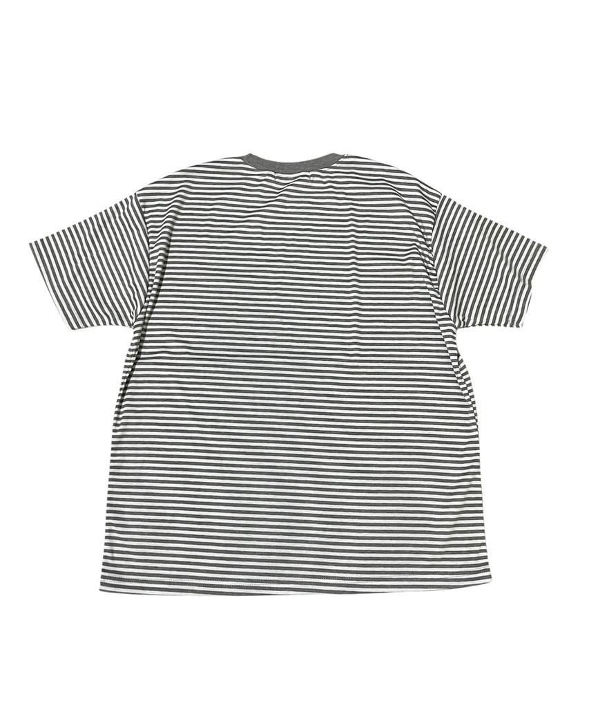 SK8ER ROCK Star Stripe Soft T-Shirt ((White*Melange Gray))