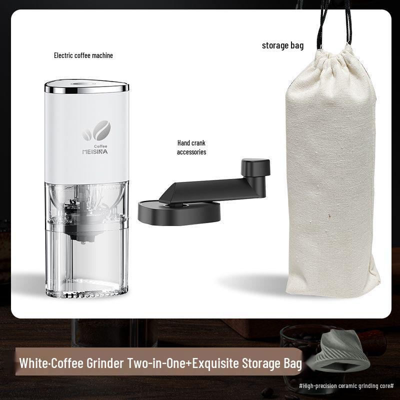 Electric Coffee Bean Grinder - Portable Hand-Crank Coffee Maker, Small Automatic & Household Use