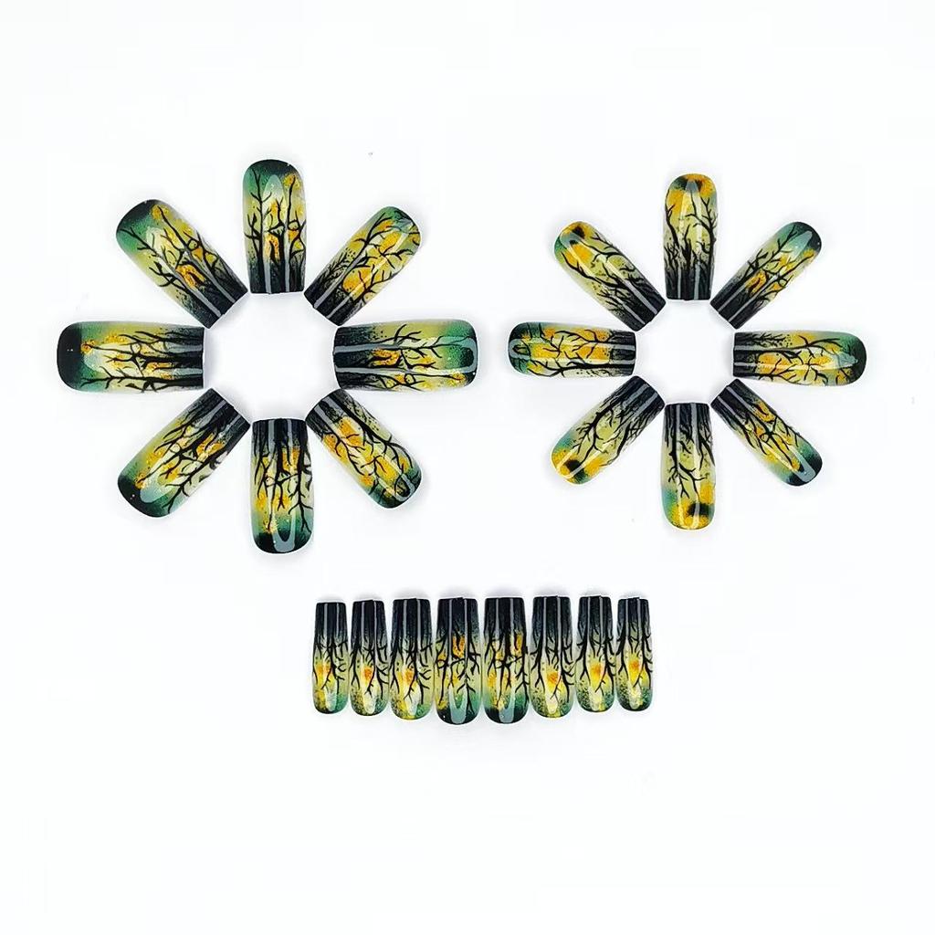 Dämmerwald Goldblatt Abnehmbare Nail Art Tips - 24 Stück