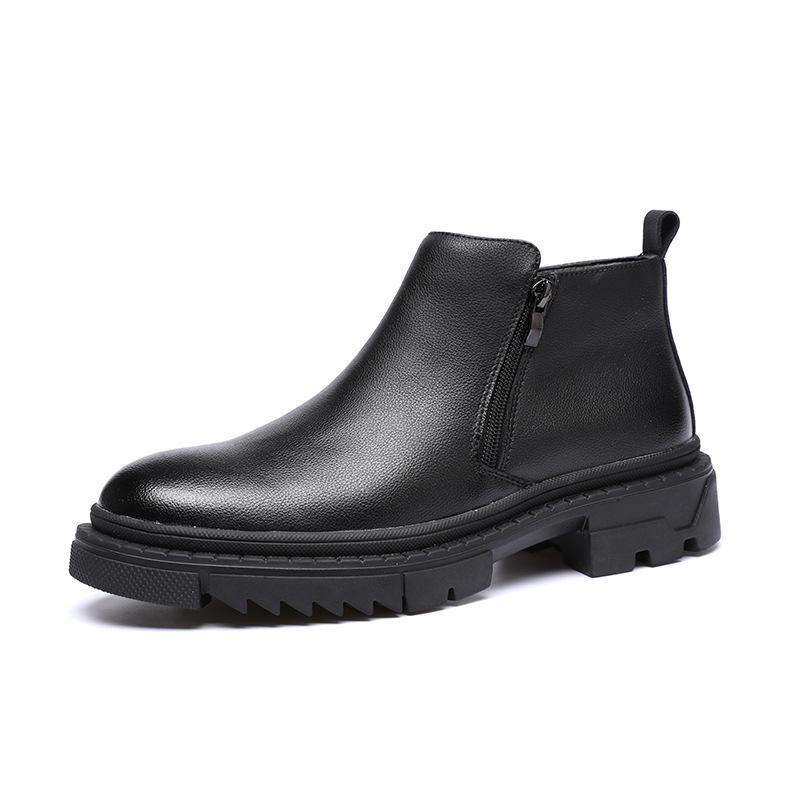 Men's Shoes Winter 2025 New Platform Casual Leather Shoes Men's High-top Thermal Tooling Martin Boots British Chelsea Boots
