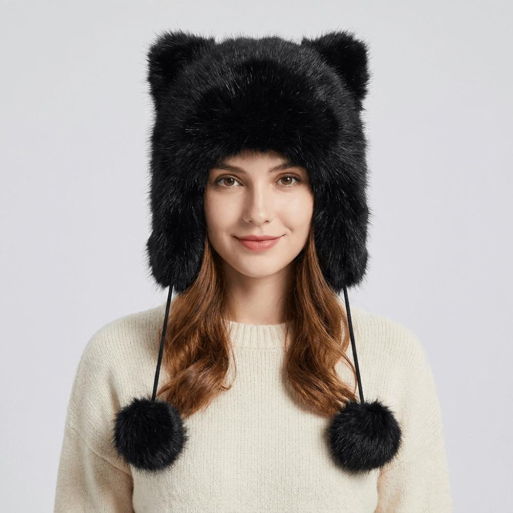 Windproof Faux Fur Beanie Thickened Ear Protection Hat Fashion Winter Hat Daily Wear