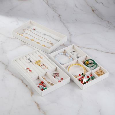 1PC Flocking Jewelry Box Jewelry Tray, Color: Beige