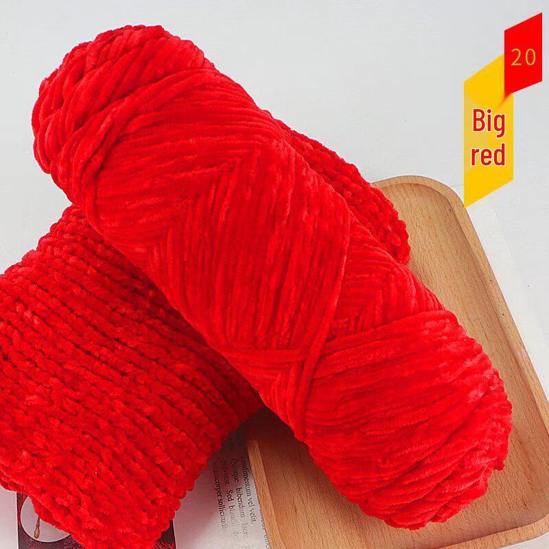 Chenille Golden Silk Velvet Yarn Ball - Medium Thick Glossy Yarn for Hand Knitting and Crochet Slippers.