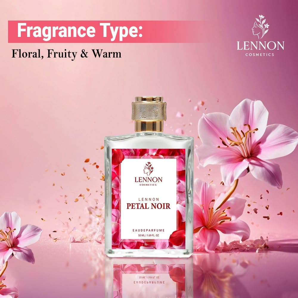 Petal Noir Eau de Perfume – Long Lasting Floral Fragrance for Women, Elegant Rose Scent, Premium Perfume Spray 50ml (Pack Of 1)