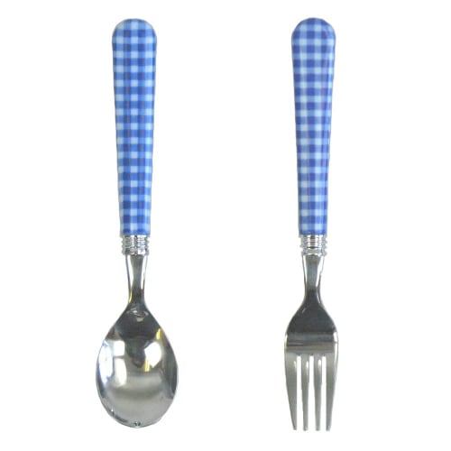 Nagao EpiCheck Dinner Spoon and Dinner Fork, Blue, Set of 2, Made in Japan