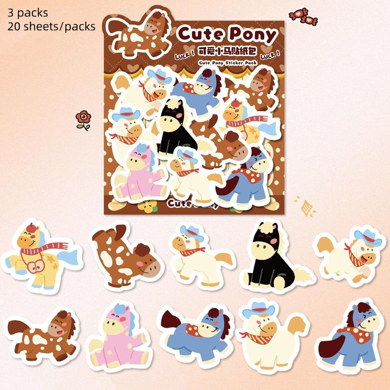 

New 60Sheets Cute Pony Stickers Cartoon Year Of The Horse Creative Stickers DIY Mobile Account Decorative Stickers Stationery